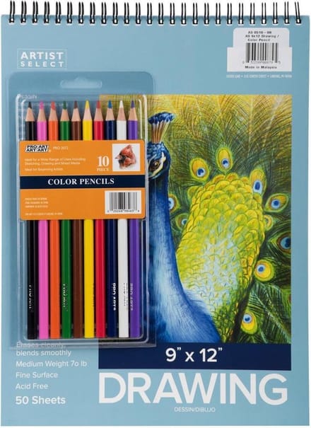 Pro Art - Schetsblok van 22x30cm + set kleurpotloden