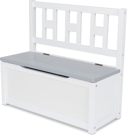 ib style® Luca Opbergbak - Kinder Stoel - Zitbank - Opbergdoos - Wit-Grijs