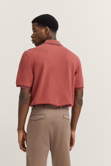 Bugatti Herren Polo met contrasterende strepen en borduursel op de borst