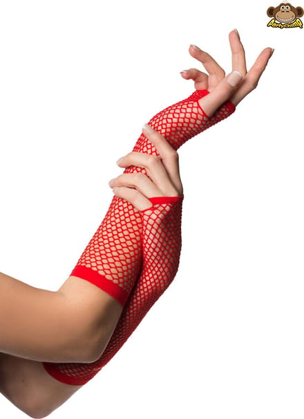 Partychimp Nethandschoenen Vingerloos Lang Dames Elastaan - Rood