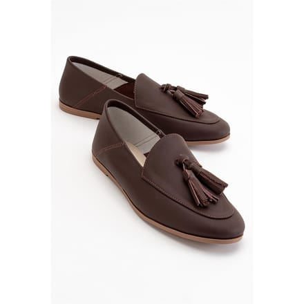 Mona Zacht Leren Kwast Loafer Dames