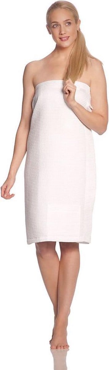 Vossen sauna / hamam omslagdoek met klittenband kleur 80x140cm wit