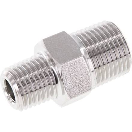 1/4'' NPT x 3/8'' NPT RVS Borstnippel 210 Bar - Hydrauliek - FL2S-M-ST-014N-038N