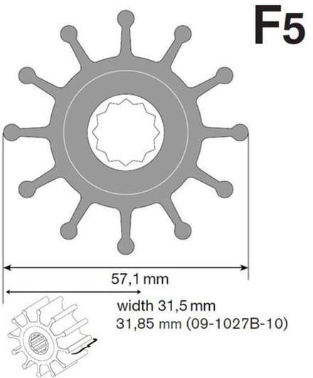Johnson Pump F5 Nitril Pompwaaier Zilver