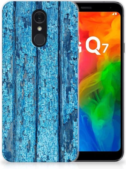 LG Q7 Bumper Hoesje Wood Blue