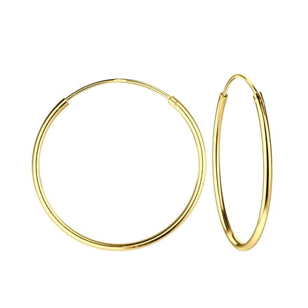 Joy|S - Zilveren oorringen 25 mm - basic - gold plated