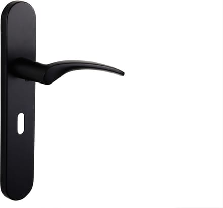 Lavuzo deurkruk Lodini Zwart met afgerond schild SL56 | Per set | Luxe deurbeslag | Deurklink met schild