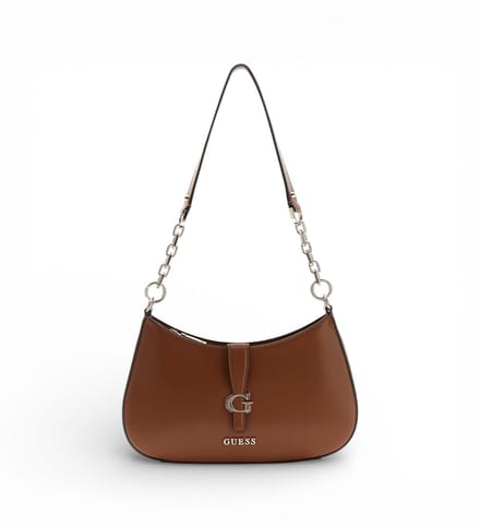 GUESS schoudertas Carrie Top Zip Shoulder Bag Cognac bruine