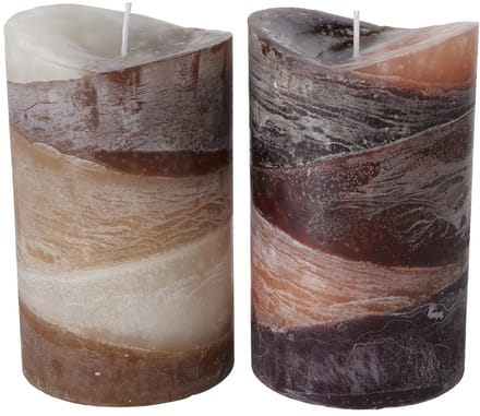 Sfeer kaars stompkaars gradientte - set van 2 -parafine - 15x9 cm - bruin amber creme