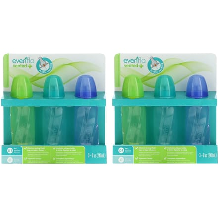 Evenflo Feeding, Biberon Vented+ Twist PP Teinté, Standard, Âges 0+ Mois, Débit Lent, 6 Biberons, 240ml (8 oz) Chaque blue