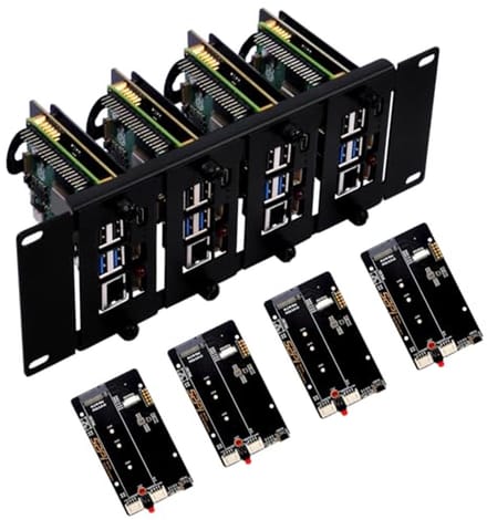 10 inch 2U Rackhouder voor Raspberry Pi met PCIe naar M.2 NVMe SSD-adapters
