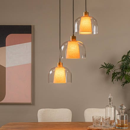 Lucide GUNHILD - Hanglamp - 3xE27 - Transparant