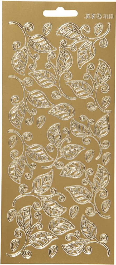 Stickers, bladeren, vel 10x23 cm, goud, 1 vel