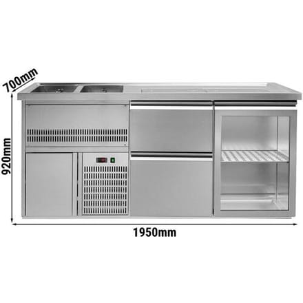 GGM Gastro Biertheke Premium PLUS - 1950x700mm - 1 Glastür & 3 Schubladen