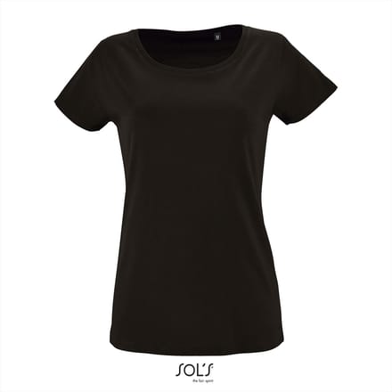 SOL'S - Milo T-Shirt dames - Zwart - 100% Biologisch Katoen - S