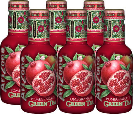 Arizona ijsthee Pomegranate Green Tea, flesjes van 0,5 L, pak van 6
