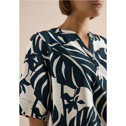 Blouse met korte mouwen en gespleten hals
