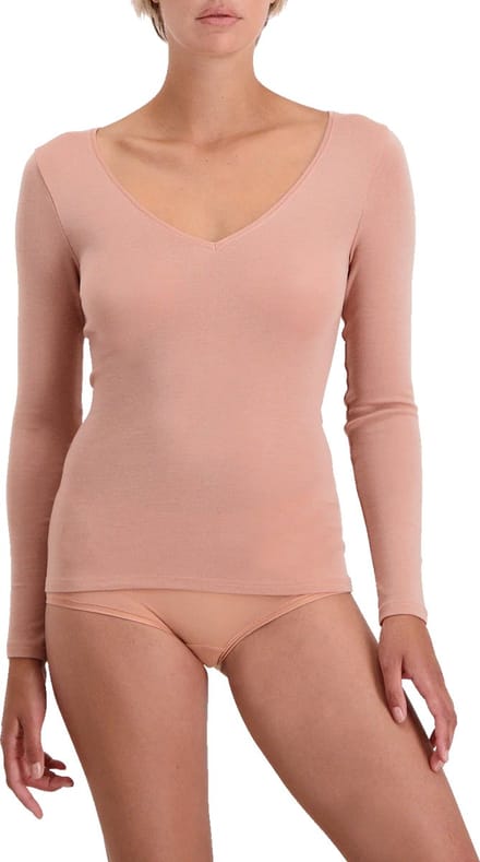 Noshirt Long Sleeve - Wool - Deep V / Invisible Rose / L