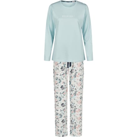 By Louise Dames Pyjama Set Lang Blauw Gebloemd - Maat S