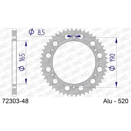 Aluminium tandwiel achter Afam 520 48 dents