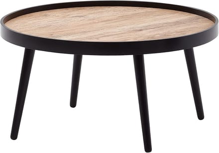 Ronde salontafel met opstaande rand en opbergplank, modern design