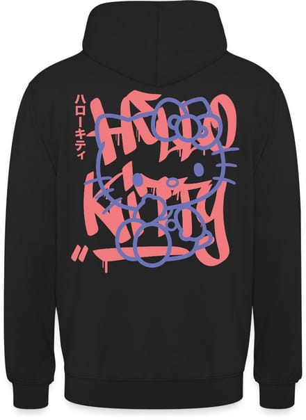 Hello Kitty Met Graffiti-Stijl Lettertype Hoodie Unisex