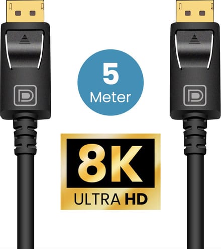 Somstyle DisplayPort kabel 1.4 – 8K 60Hz – 4K 144 Hz - 32.4GBps – Gecertificeerd – DP 1.4 kabel - 5 Meter