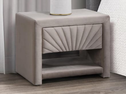 Vente-unique Nachtkastje - 1 lade en 1 nis - Fluweel - Beige - ULAMI