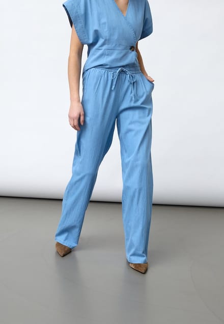 SISTERS POINT Ella-pa52 - Dames Broek - L. Blue denim - Maat S