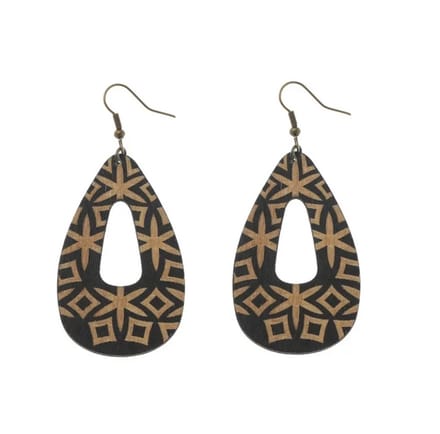 Jomide Oorhangers Bohemian Hout - Zwart/Bruin