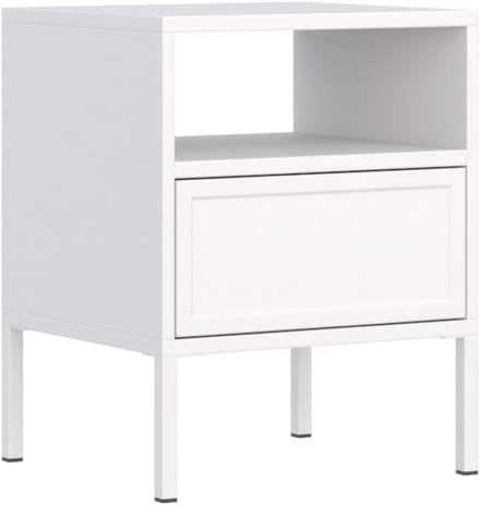 Selsey Velveto – nachtkastje met lade en open vak, wit, 45 cm