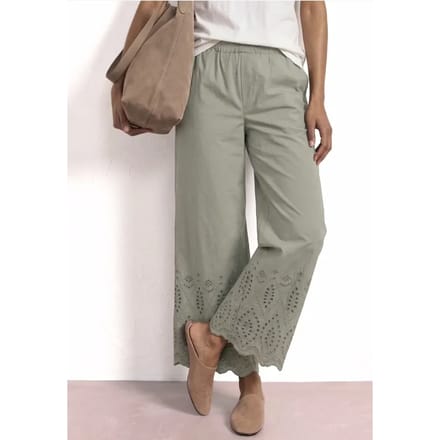 Wide Legs broek met Shiffley borduursel