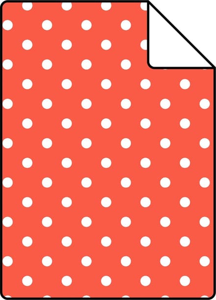Proefstaal ESTAhome behang stippen koraalrood - 26.5 x 21 cm - 138101-S