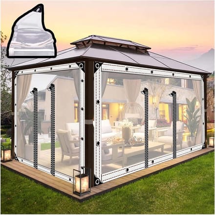 Transparant Zeildoek - Waterdicht Gordijn - Buitenbescherming - Met Ritsen - 1.9x2m
