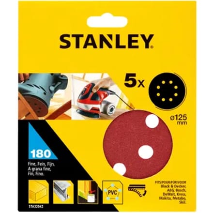 Stanley Geperforeerde Schuurdiscs Sta32042-xj - 125mm - Korrel 180 - 5 Stuks