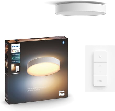 Philips Hue Devere badkamerplafondlamp - warm tot koelwit licht - wit - 38cm - 1 dimmer switch