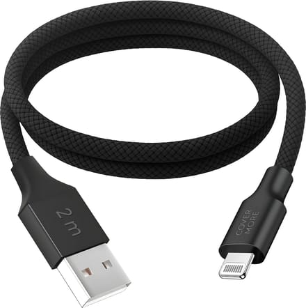 Lange usb oplaadkabel geschikt voor iPhone 14 13 12 11 x 8 7 plus pro max - Usb A naar Lightning - Oplader kabel - 2 meter - Lang - Stevig - Zwart