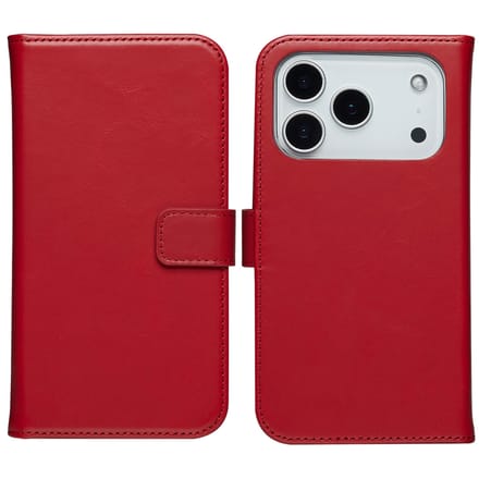Selencia Hoesje - Geschikt voor Apple iPhone 17 Pro - Echt Lederen Bookcase - Rood