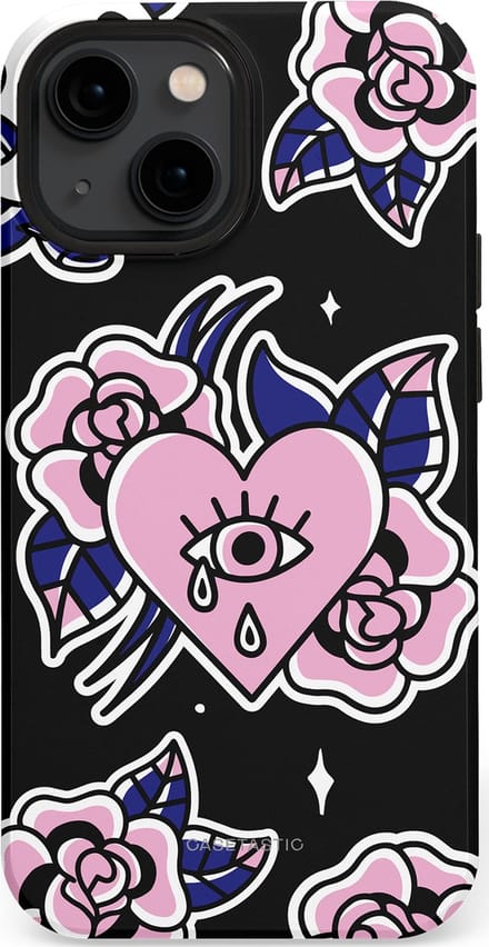 Casetastic hoesje geschikt voor Apple iPhone 13 mini - MagSafe - Dubbellaagse bescherming - Eindeloze passie - Fashion Case - Zwart Grijs Lichtroze Wit