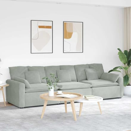 vidaXL - Modulaire - bank - met - kussens - lichtgrijs