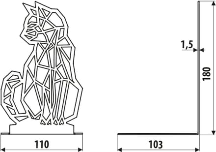 Gamet - Boekensteun - Geometric Kat - Zwart - Metaal