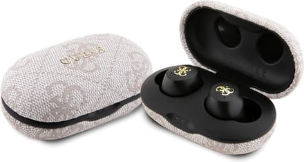 GUESS 4G Metal Bluetooth headphones with ENC docking station - pink