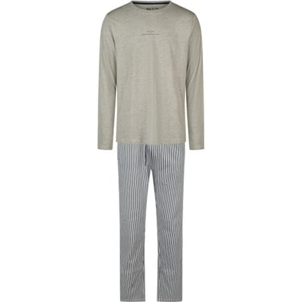 Phil & Co Heren Pyjama Set Lang Grijs Gestreept - Maat M