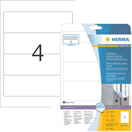 Rugetiket HERMA 101600 breed 59x192mm verwijderbaar wit