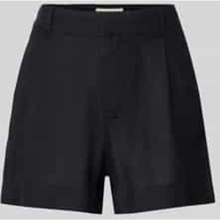 Korte regular fit linnen broek met bandplooien