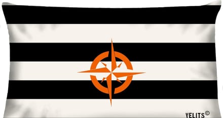 Buitenkussen OITNB oranje zwart water afstotend  40x60cm bootkussen streep anker