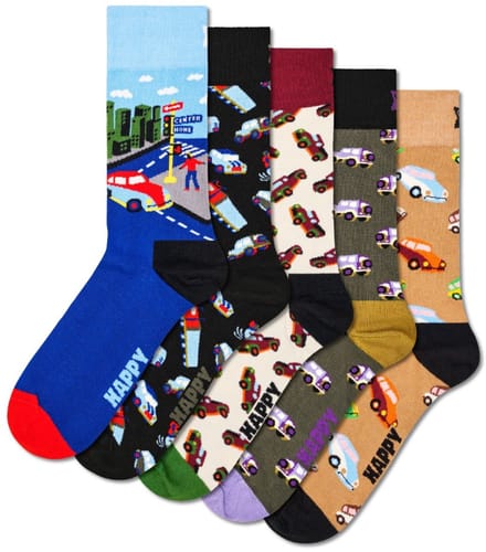Happy Socks unisex 5P sokken cars multi