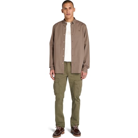 Timberland Long Sleeve Stretch Poplin Shirt Chocolate Chip Größe: M | Casual hemden Outlet | Herren | Braun