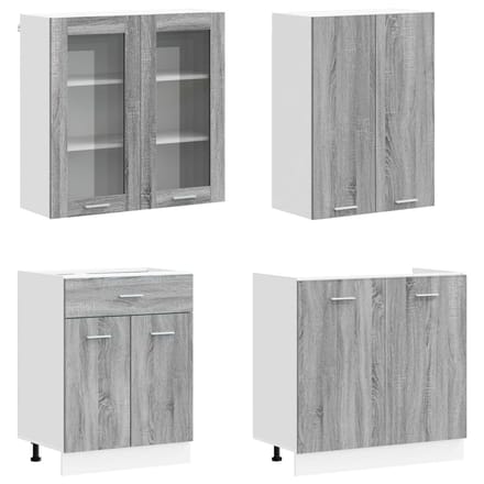 vidaXL - Keukenblok - LYON - 4 - st - Grijs - Sonoma - Bewerkt - hout