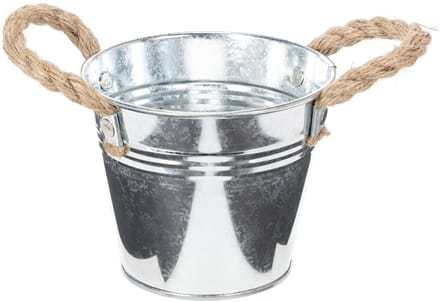 Glanzende metalen emmer met touwgrepen, Ø12 cm